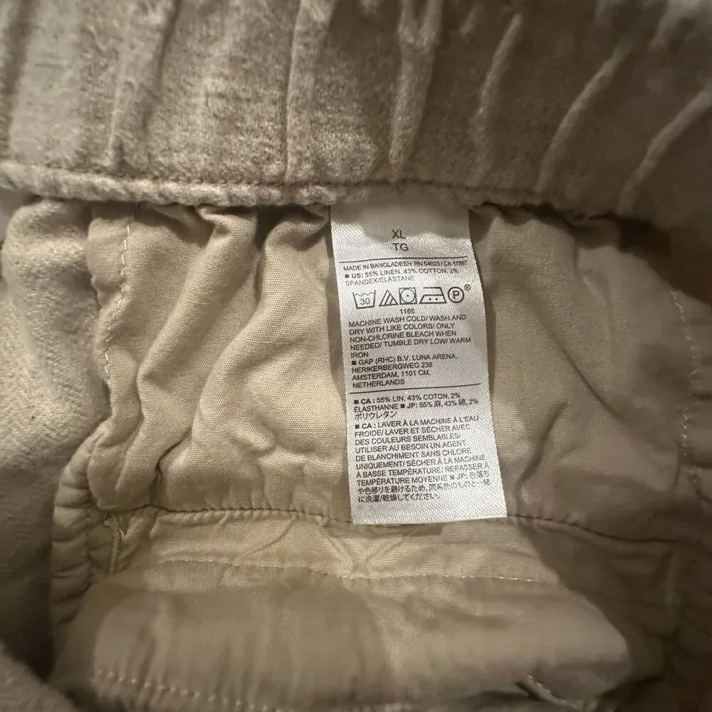 Banana Republic Pants Womens XL Beige Linen Blend Tapered High Rise Ankle Twill